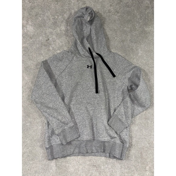 Under Armour women's UA Hustle Fleece Hoodie Sweater Grey Heather Medium EUC‎ - Picture 1 of 6